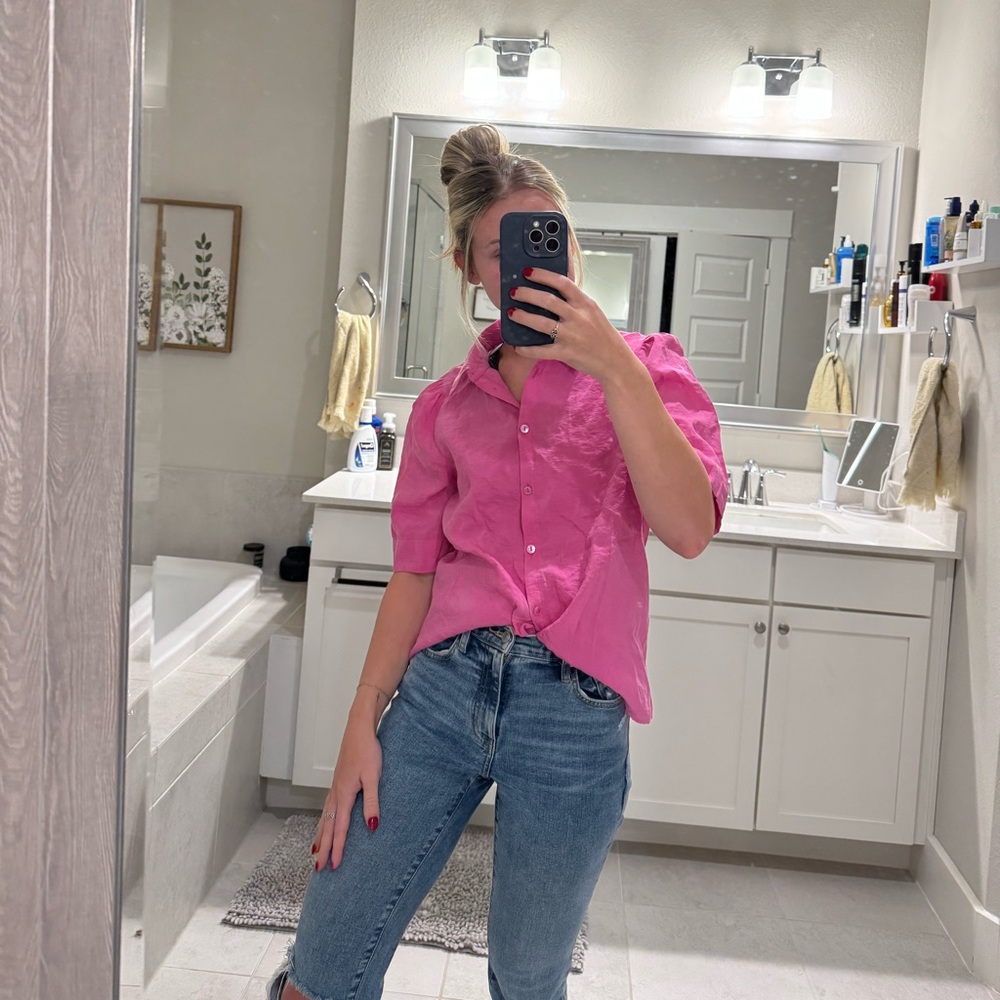 Vero Moda Vibrant Pink Collared Blouse